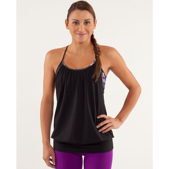 Lululemon No Limits Tank Black Spring Has Sprung Multi sz 6 - Picture 2 of 7